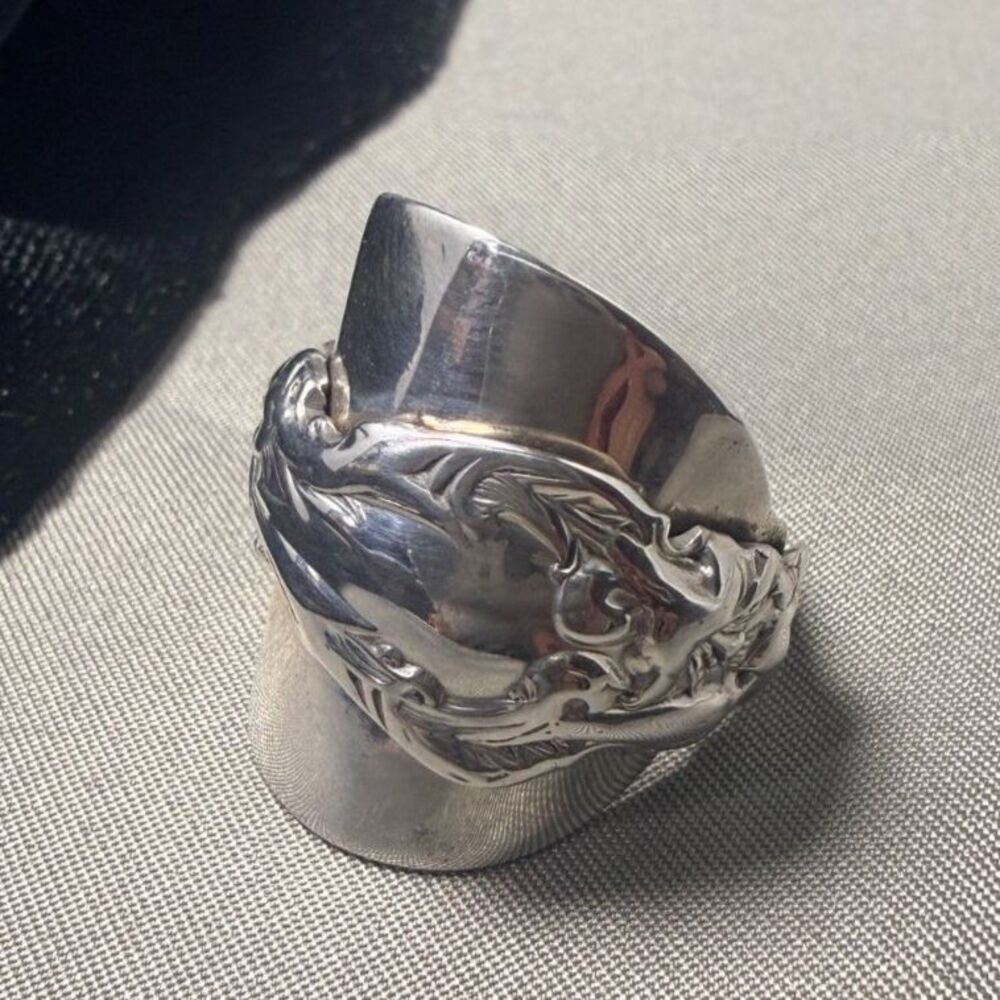 Antique Gorham Strasbourg Sterling Silver Spoon Ring size 7 - Picture 3 of 10